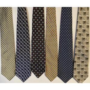 Silk Neck Tie Lot of 6 Geometric Excellent Cond.